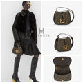 FENDI C'MON SMALL BROWN FF JACQUARD FABRIC BAG