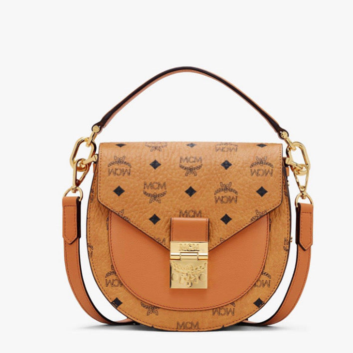 MCM TRACY SHOULDER BAG IN VISETOS COGNAC