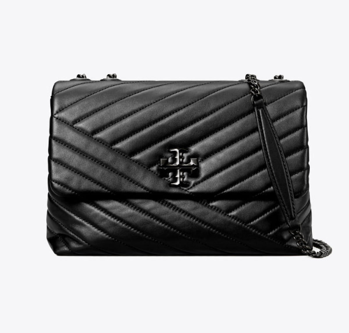 TORY BURCH KIRA CHEVRON CONVERTIBLE BLACK MATTE