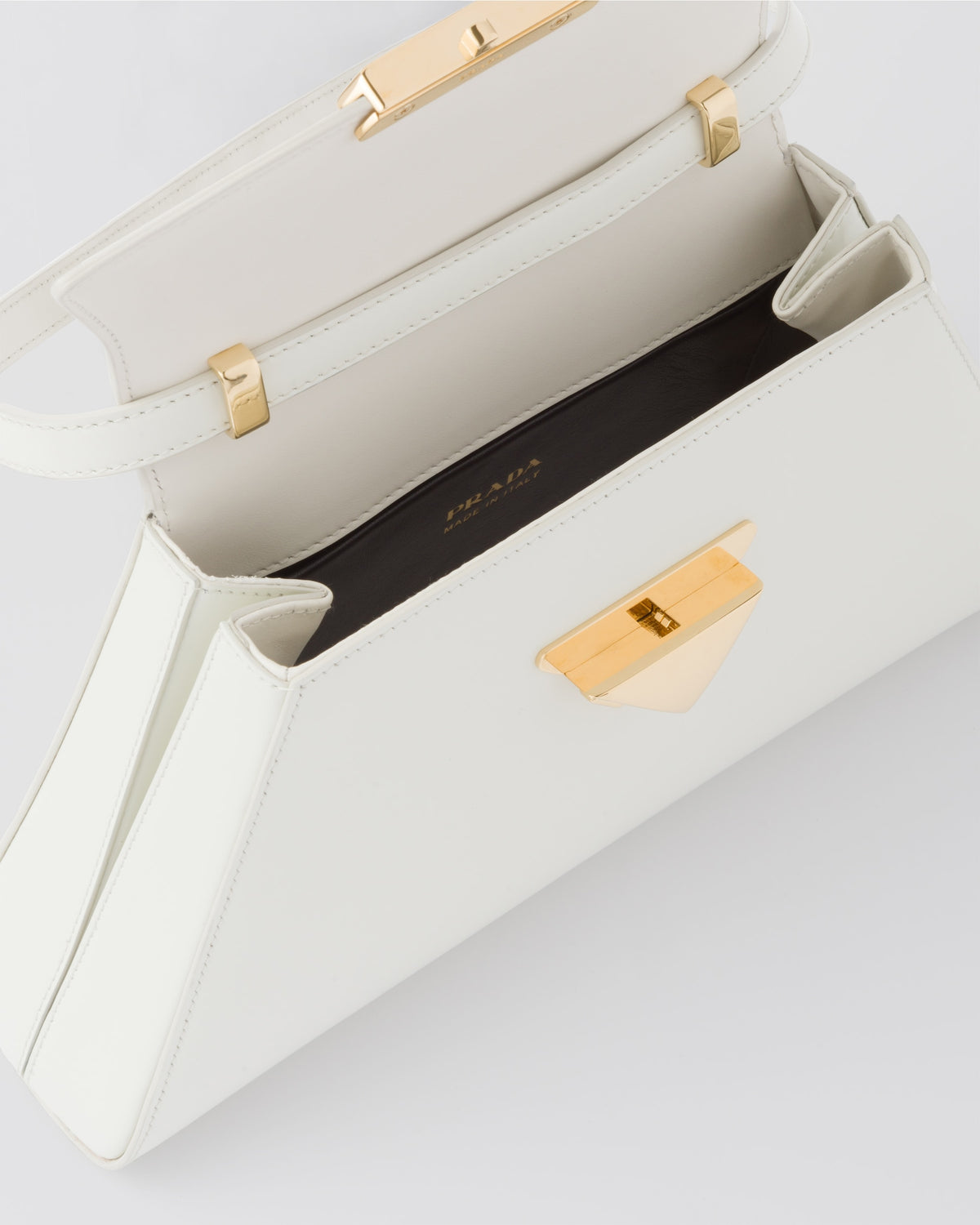 PRADA Medium brushed leather handbag White