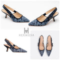 DIOR slingback pump blue embroidered denim with Toile De Jouy