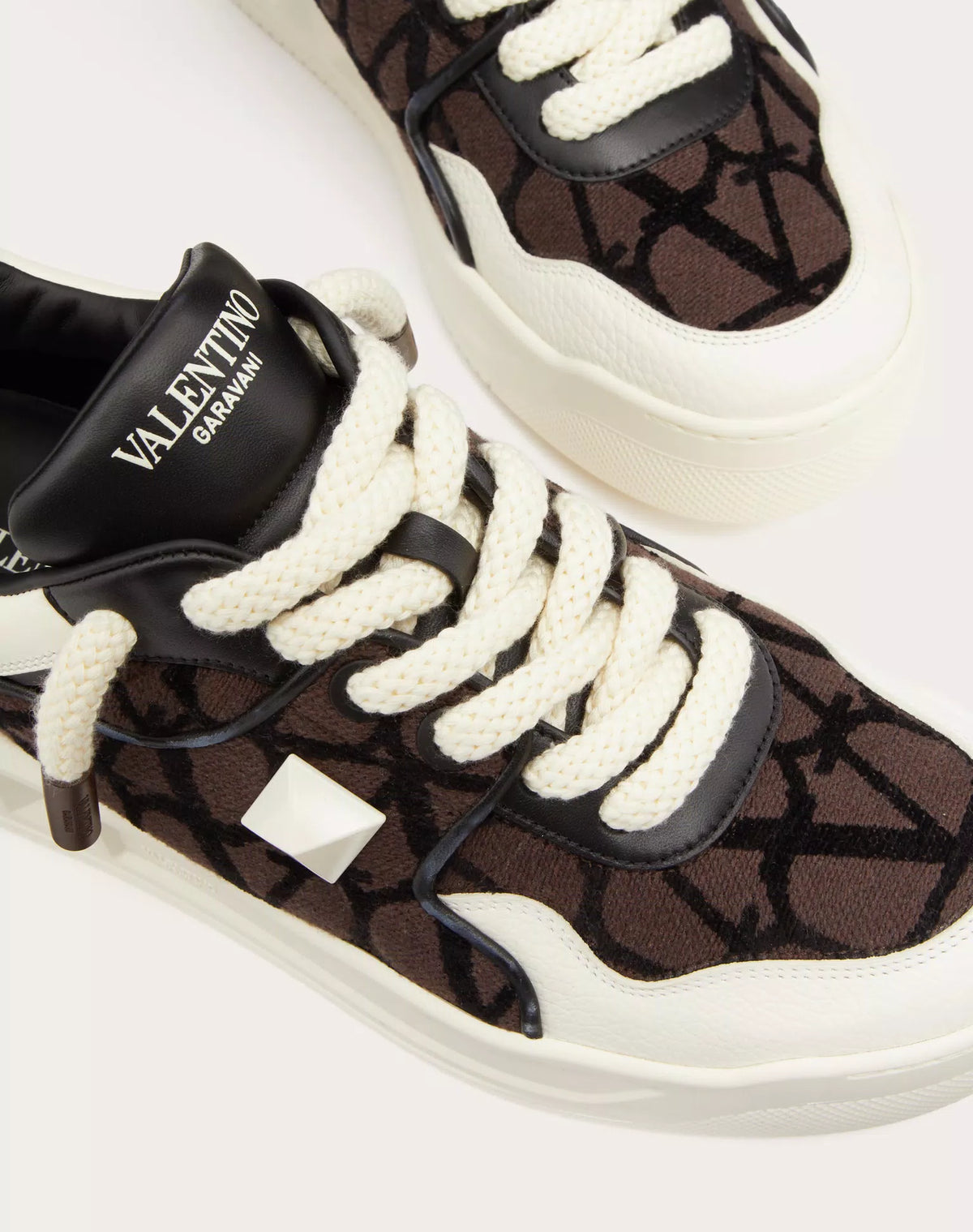 VALENTINO ONE STUD JACQUARD SNEAKERS