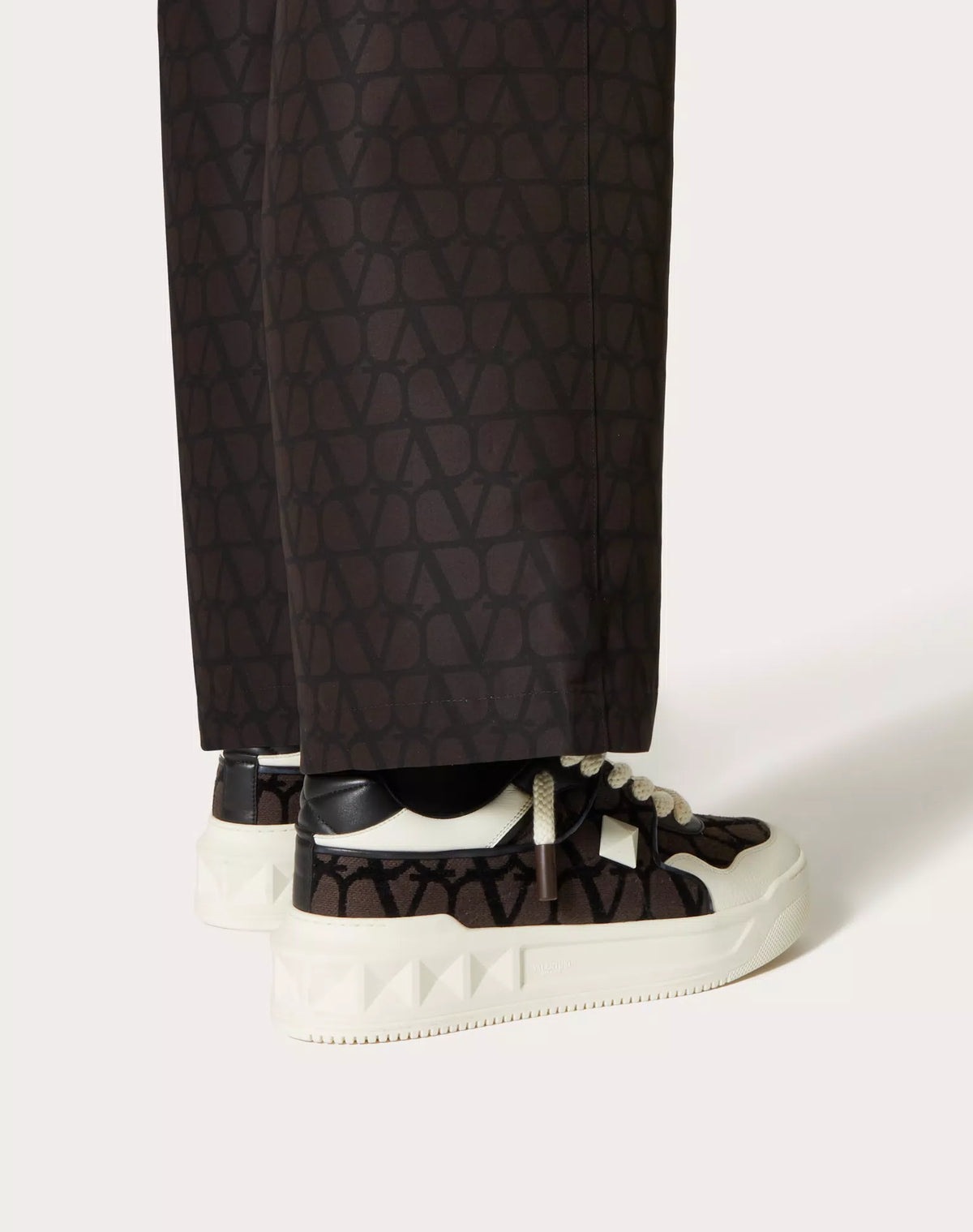 VALENTINO ONE STUD JACQUARD SNEAKERS