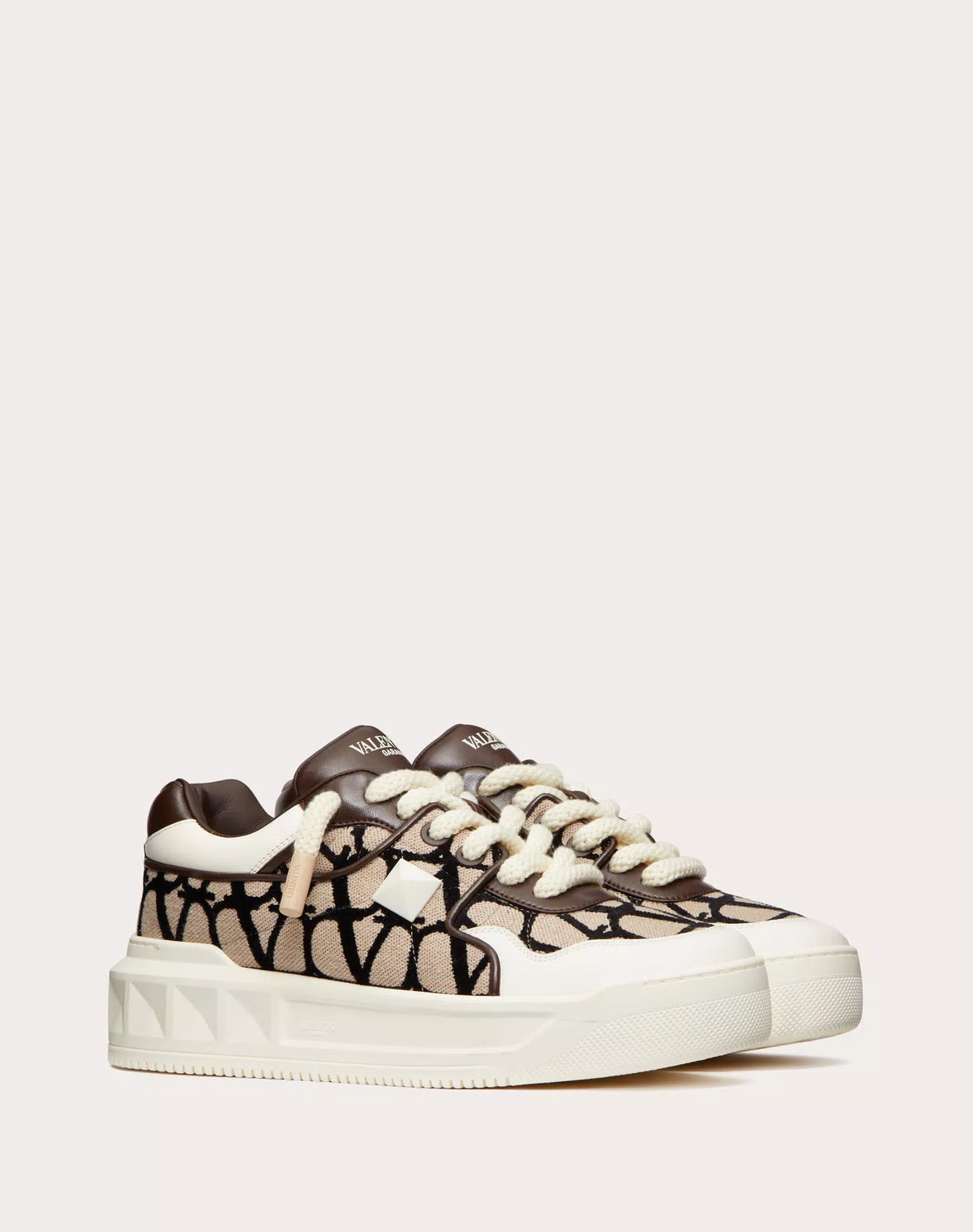 VALENTINO ONE STUD JACQUARD SNEAKERS