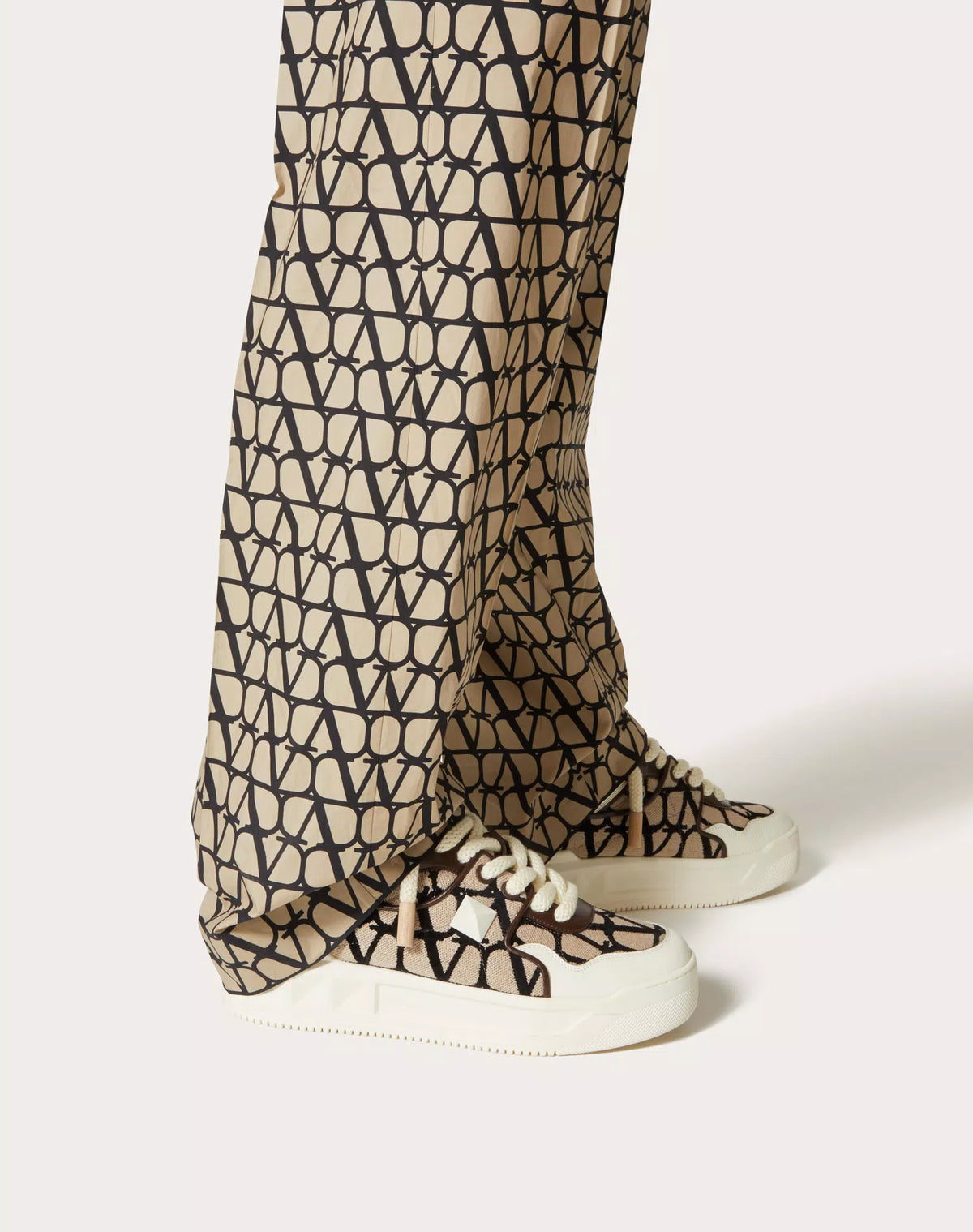 VALENTINO ONE STUD JACQUARD SNEAKERS