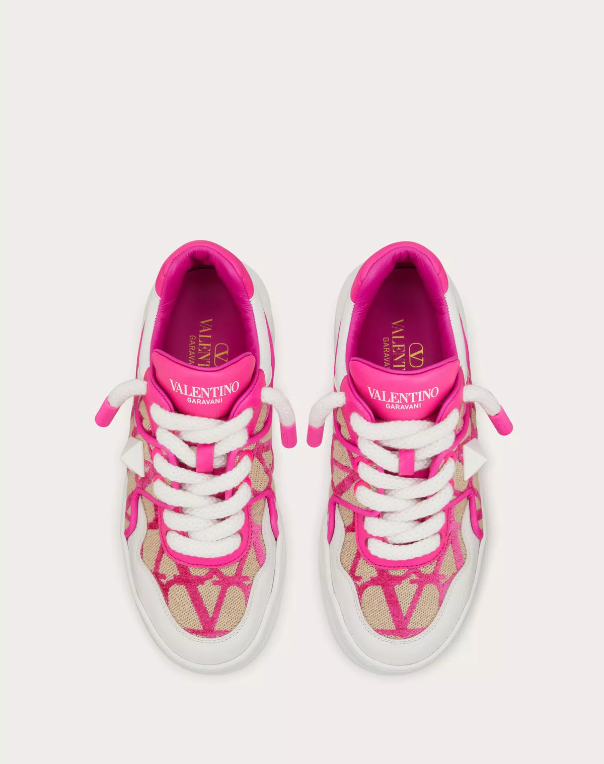 VALENTINO ONE STUD JACQUARD SNEAKERS