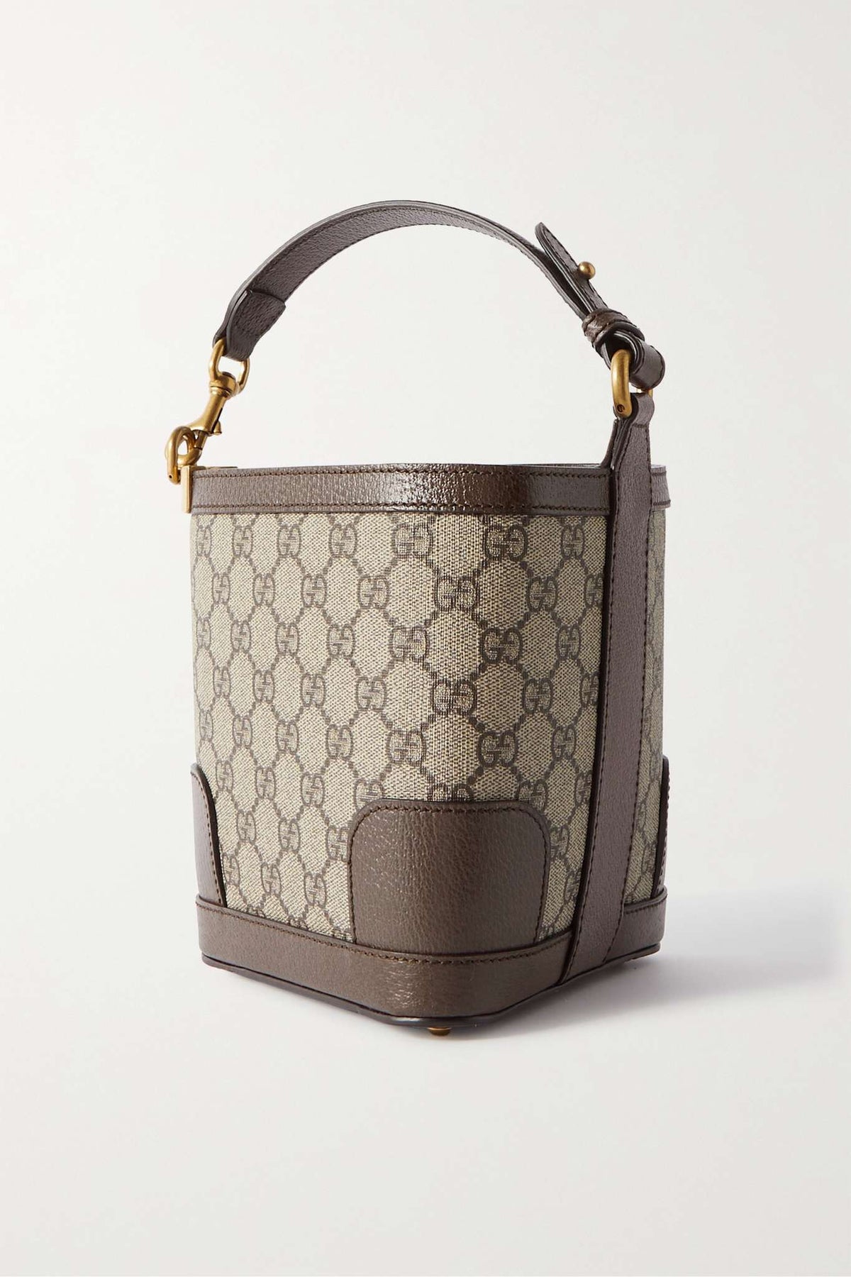 GUCCI OPHIDIA LEATHER TRIMMED BUCKET BAG