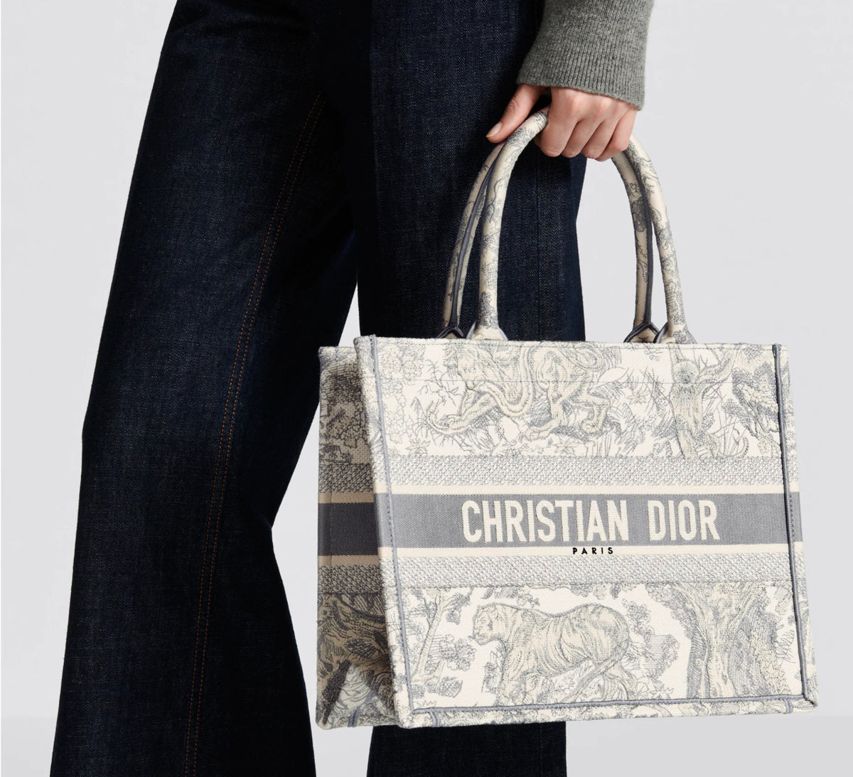 DIOR BOOK TOTE MEDIUM ECRU AND GRAY