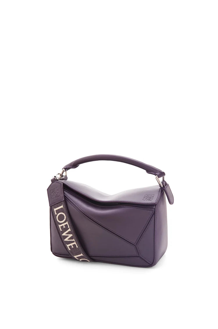 LOEWE PUZZLE SATIN DEEP AUBERGINE