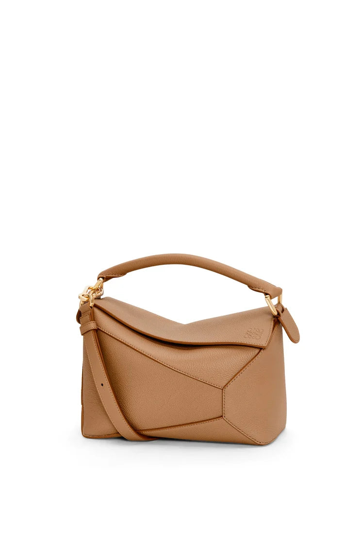 LOEWE PUZZLE SMALL grained leather TOFFEE