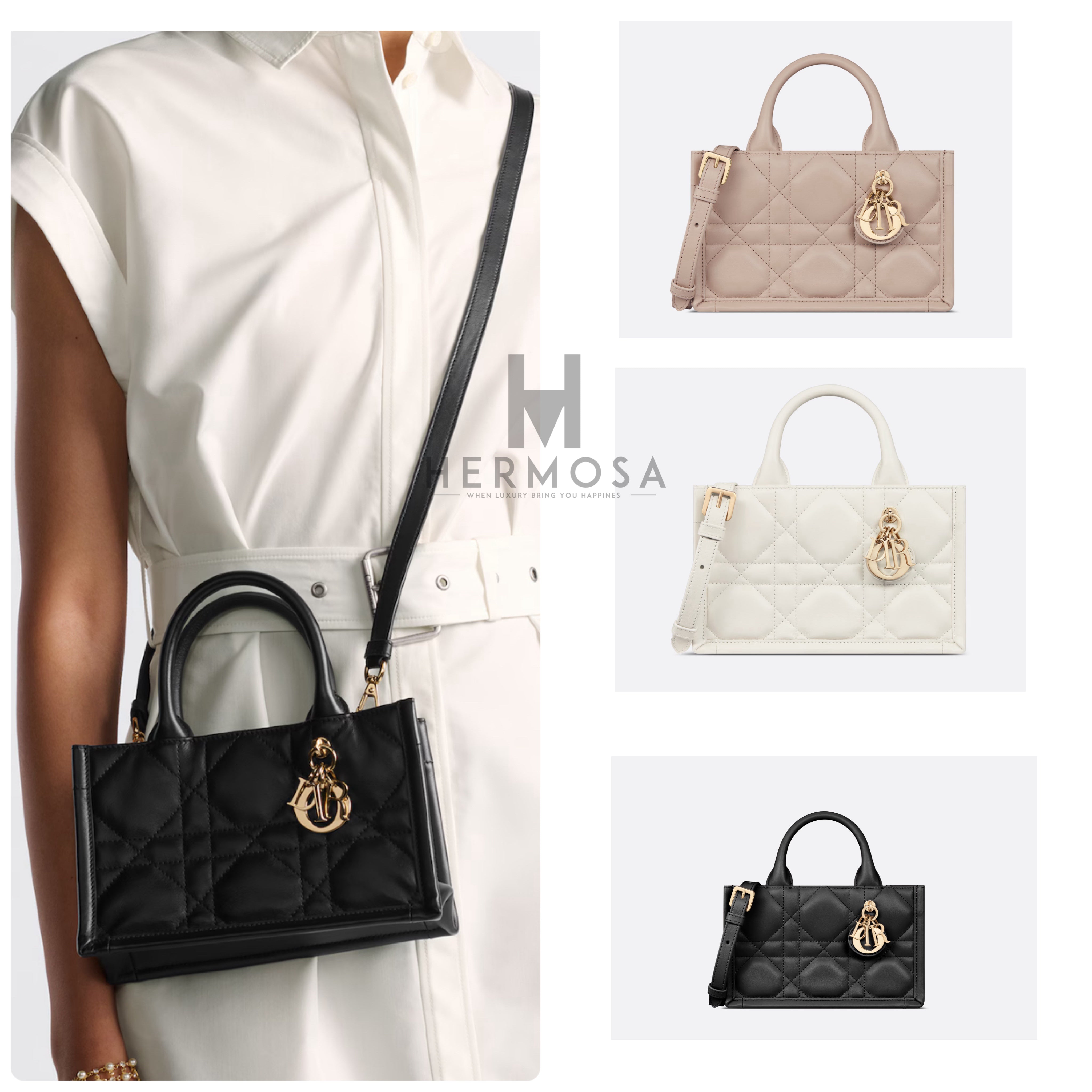 【無料郵送/関税込/正規品】 Dior Small Book Tote Macrocannage Small Dior Book Tote Black Macrocannage Calfskin (26.5 x 22