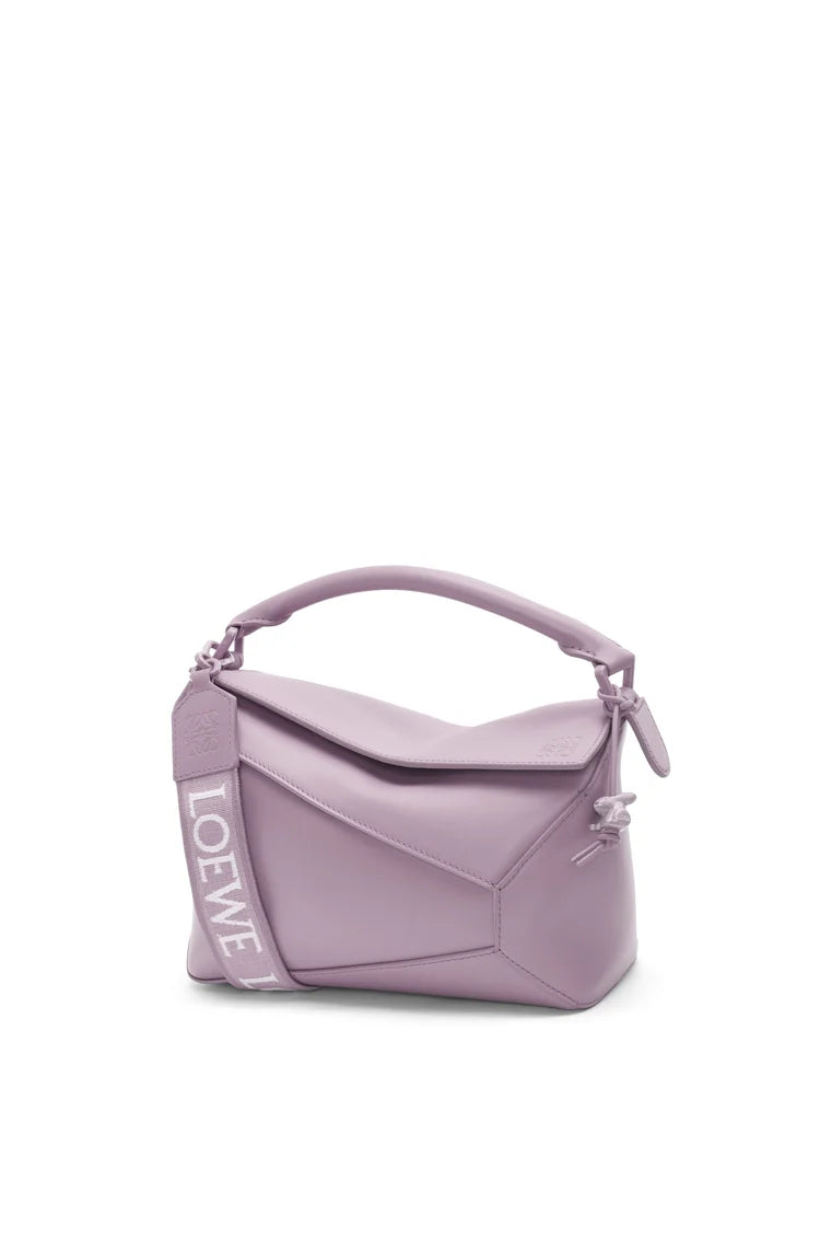 LOEWE PUZZLE SMALL SATIN CALFSKIN PALE AUBERGINE