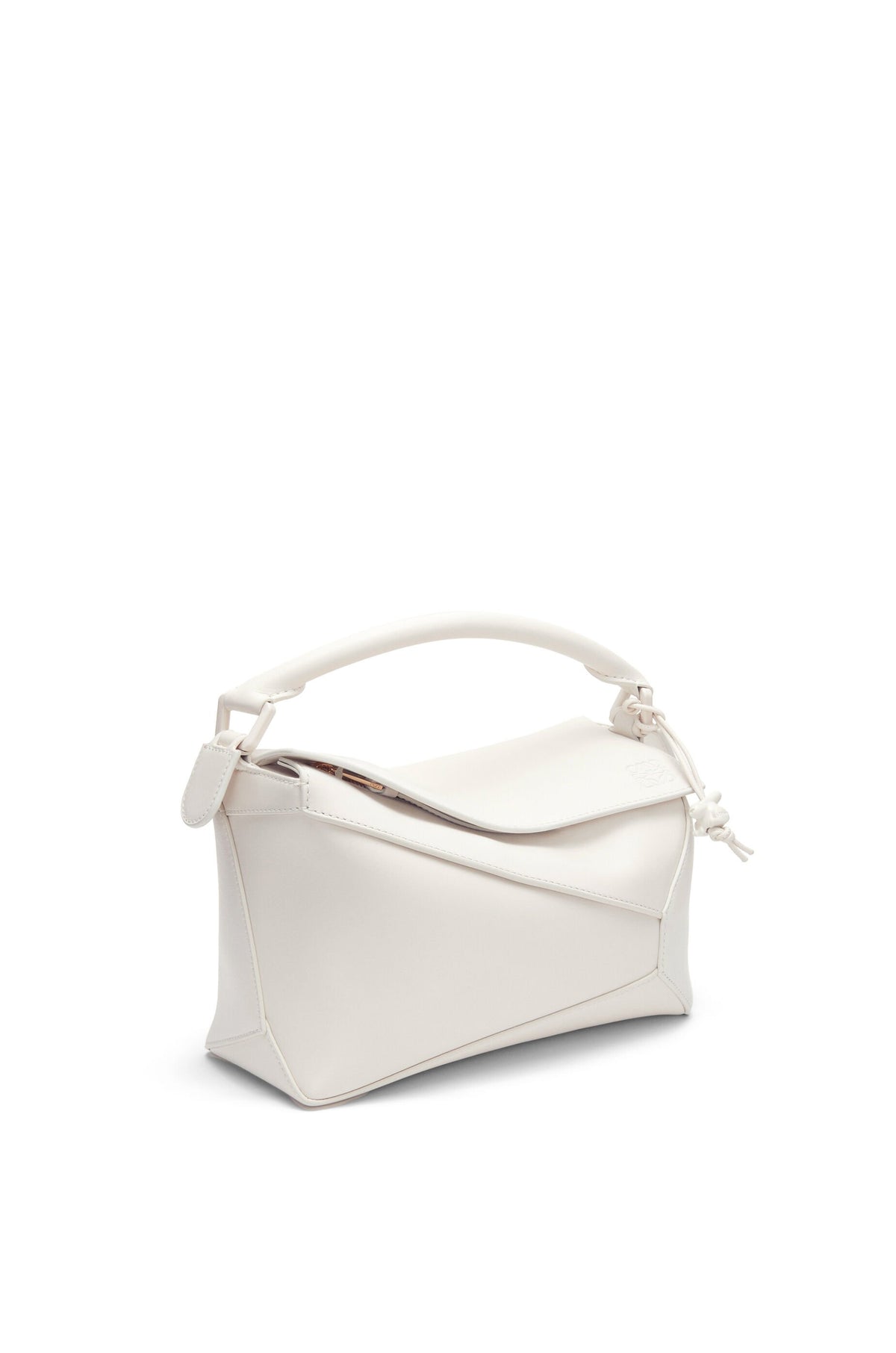 LOEWE PUZZLE SMALL SATIN CALFSKIN WHITE GLAZE