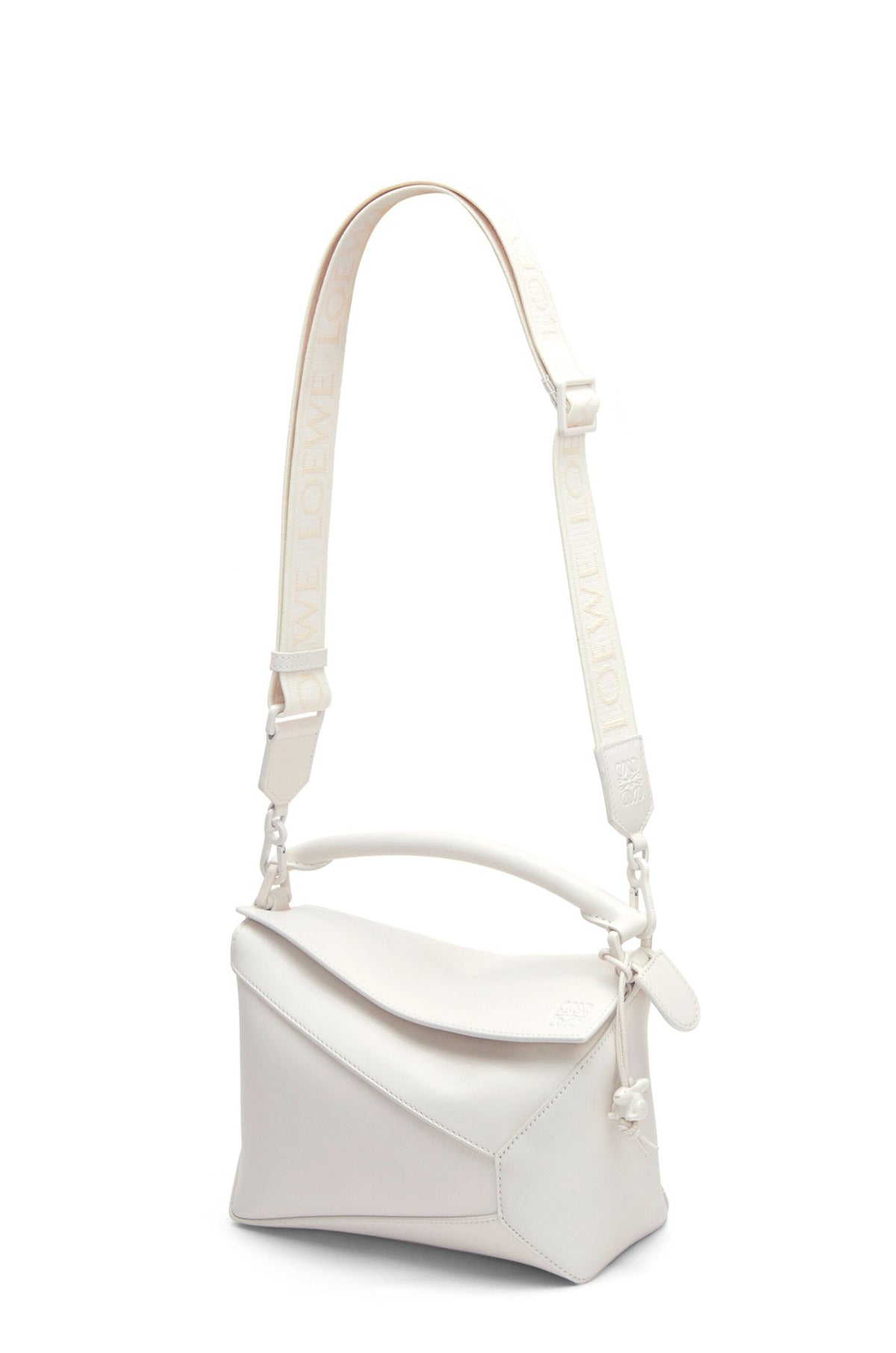 LOEWE PUZZLE SMALL SATIN CALFSKIN WHITE GLAZE