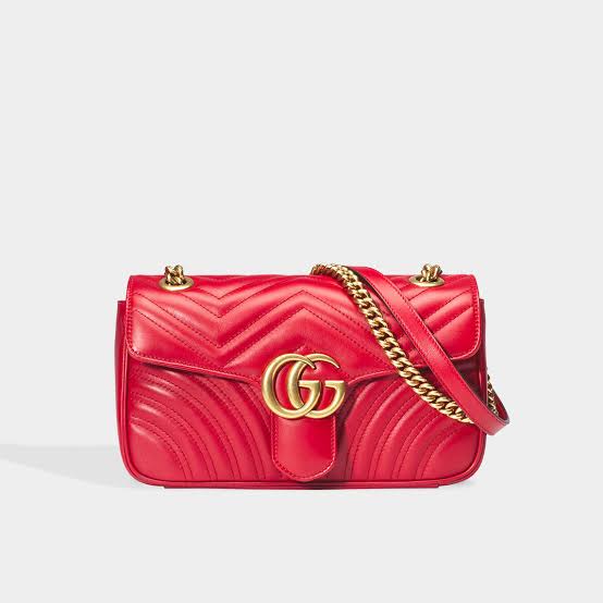 GUCCI MARMONT SMALL QUILTED LEATHER SHOULDER BAG RED