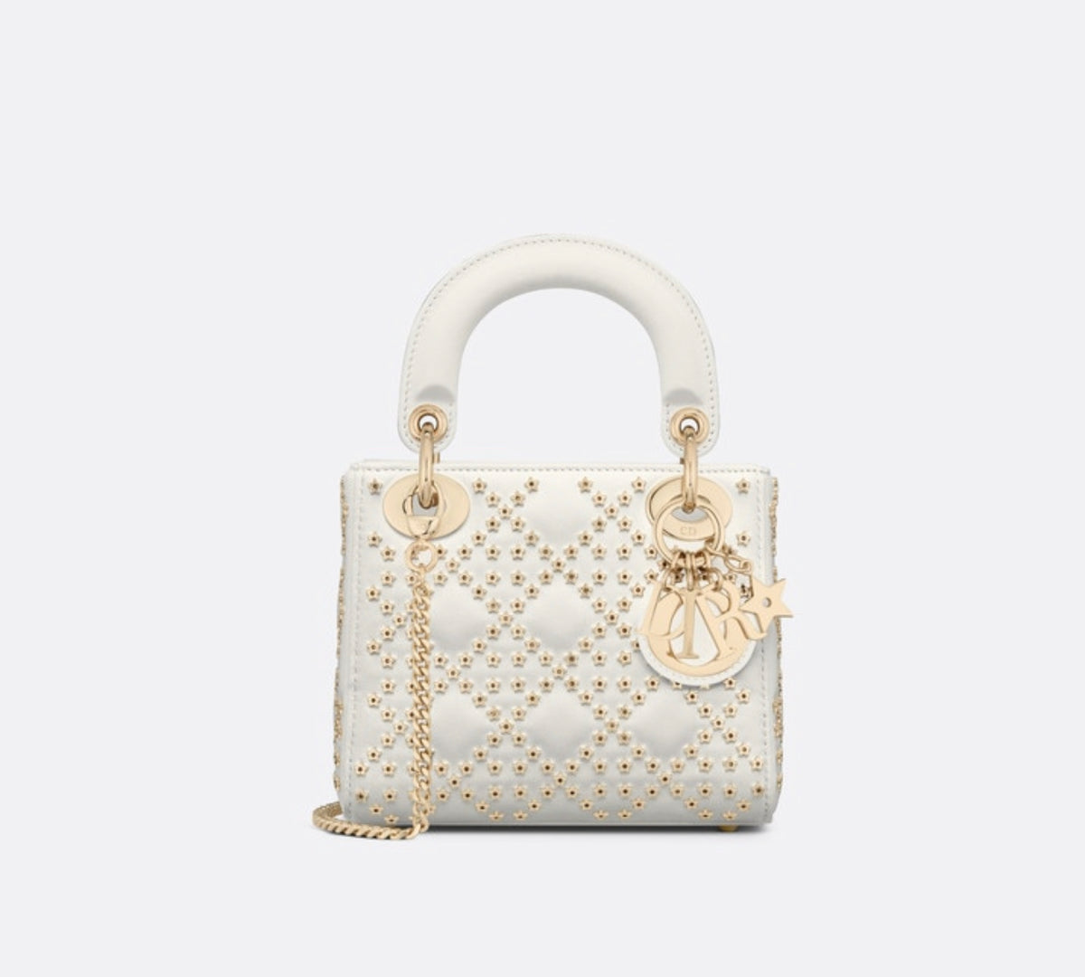 LADY DIOR MINI LATTE LUCKY STAR CANNAGE LAMBSKIN17x