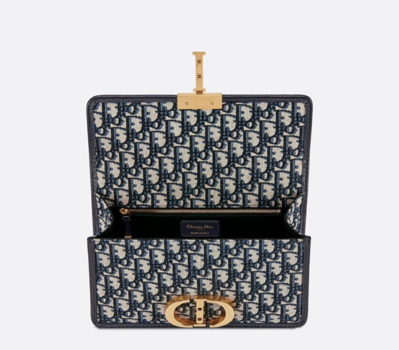 Small 30 Montaigne Bag Blue Dior Oblique Jacquard
