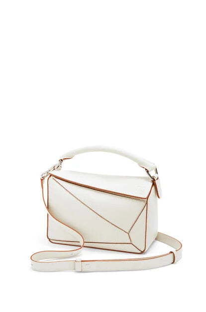 LOEWE PUZZLE SMALL SOFT GRAINED LEATHER SOFT WHITE