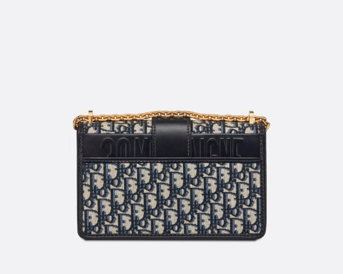 DIOR 30 MONTAIGNE CHAIN BAG BLUE DIOR OBLIQUE JACQUARD