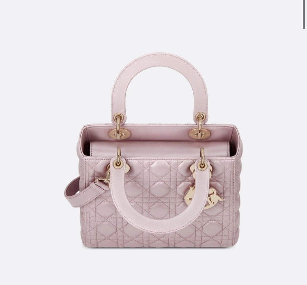 LADY DIOR MEDIUM LOTUS PEARLESCENT CANNAGE LAMBSKIN