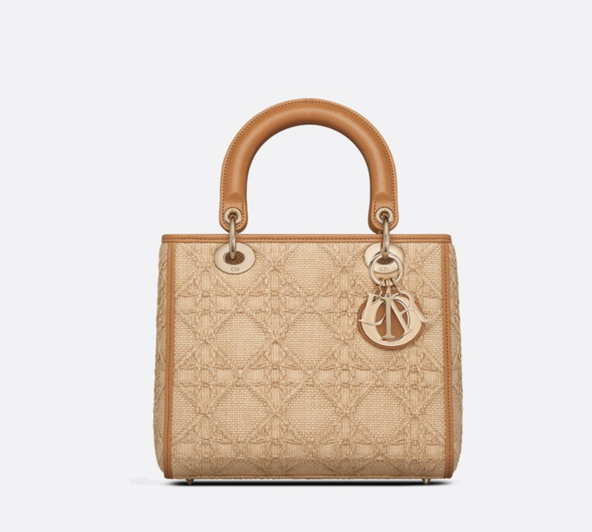 LADY DIOR MEDIUM NATURAL CANNAGE RAFFIA