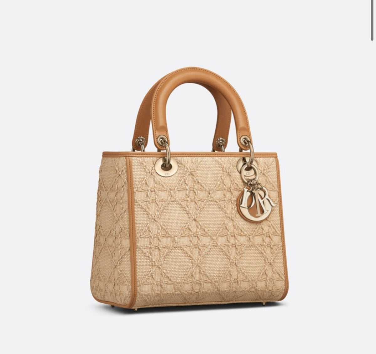 LADY DIOR MEDIUM NATURAL CANNAGE RAFFIA